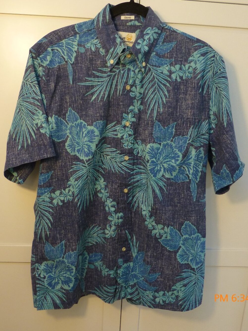 Reyn Spooner Men's Navy Blue Limited Issue Floral Hawaiian Aloha Shirt Size M